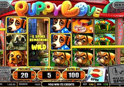 Автомат Puppy Love - выигрышная комбинация с диким знаком Выигрышна комбинация с диким знаком в автомате Puppy Love