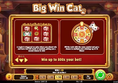 Онлайн слот Big Win Cat - правила игровых бонусов Правила игровых бонусов в онлайн слоте Big Win Cat
